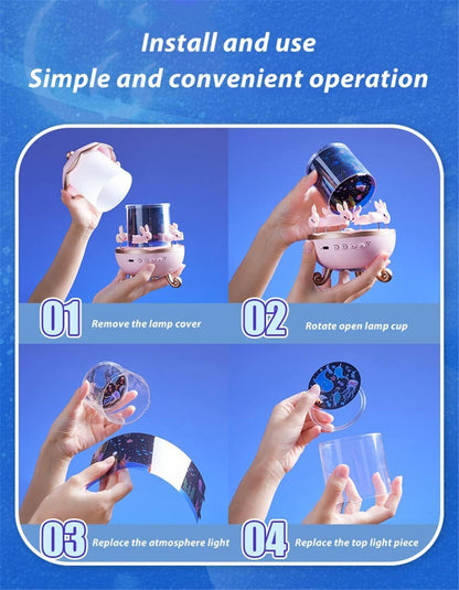 Bunny Carousel Night Lamp Projector with Bluetooth Speaker & 3-Color Ambient Light